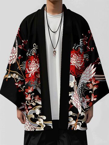Japanese Style Floral Loose Kimono