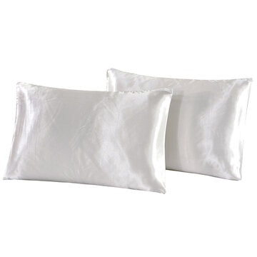 2pcs Imitation Silk Pillow Case Cushion Cover Bags Stand Queen King Size Bedding Sets