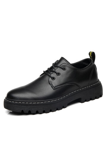 Men Black Platform Casual Tooling Shoes