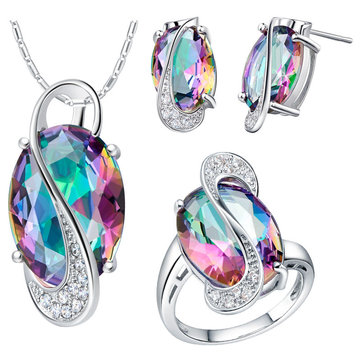 Ensemble de bijoux en forme de pierre gemme de cristal coloré