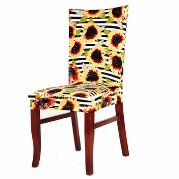 

Nature Flower Pattern Chair Cover Universal Home Dining Wedding Decor Chair Slipcover, White