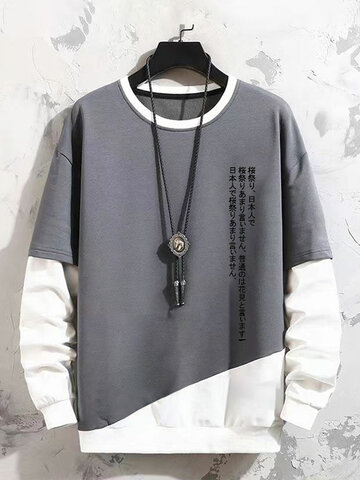 Sweat-shirts à imprimé japonais contrasté