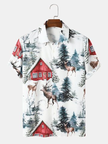 Elk Tree Cabin Print Shirts