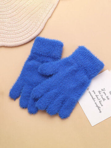 Unisex Solid Full Finger Gloves