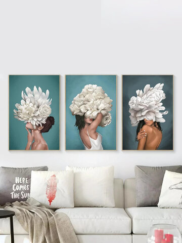 1/3Pcs Characters And Flowers Print Canvas Unframed Wall Art Picture Home Decorate Living Room
