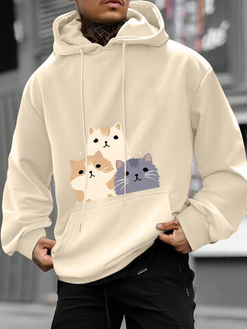 Sweats à capuche avec cordon de serrage chat de dessin animé