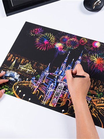 DIY World Sightseeing Scratch Scraping Painting