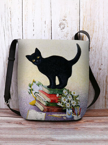Black Cat Book Crossbody Bag