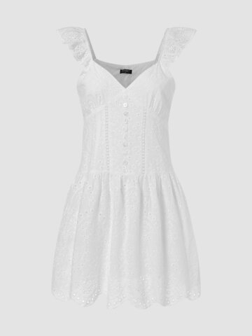Solid Eyelet Embroidery Dress