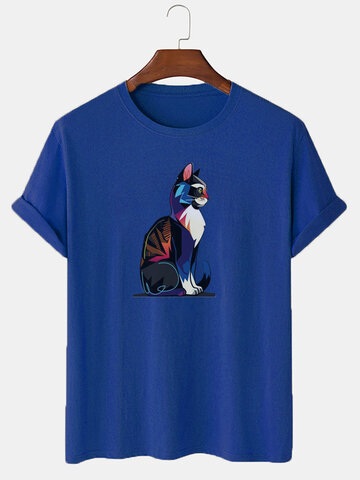 Camisetas coloridas com estampa de gatos