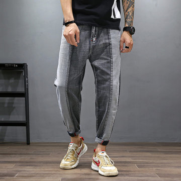 

Japanese Season Thin Section Retro Nine Points Jeans Men's Feet Straight Trend Casual Large Size Harem Pants