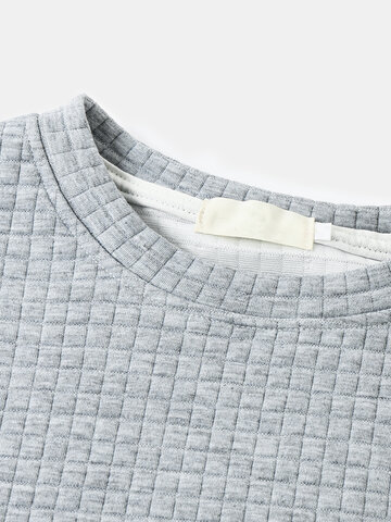 Texture Drop Shoulder Basics Sweatshirts