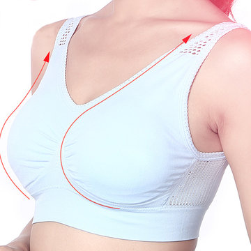 

Wireless Mesh Shockproof Breathable Sports Bra, White pink blue black watermelon red nude