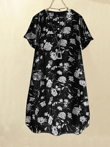Monochrome Rose Print Dress