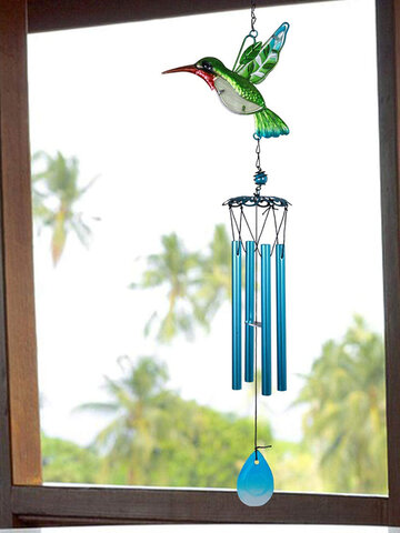 1 pieza Colorful libélula colibrí Colgante campana tubo campanas de viento interior al aire libre jardín decoración del hogar adornos