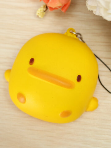 Kawaii स्क्विशी पीला बतख Soft प्यारा फोन बैग का पट्टा खिलौना उपहार