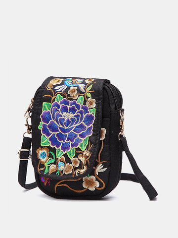 Woman Tribal Retro Shoulder Bag Canvas Chinese Style Phone B