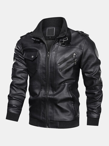 Leather Multi Pockets Long Sleeve Jackets
