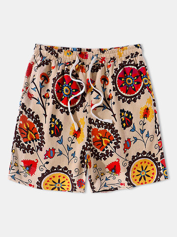 Shorts con estampado de tótems florales