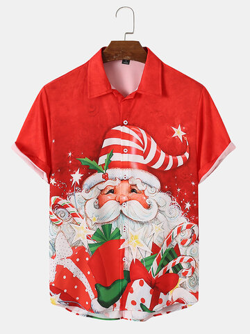 Allover Christmas Santa Claus Printed Shirts