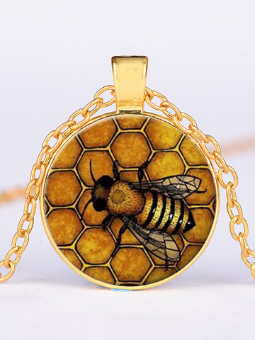 Honeycomb Bee Printed Necklace