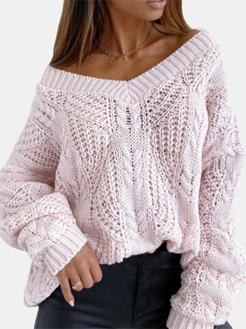Solid Off-shoulder Knit Sweater