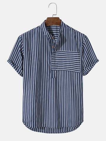 Striped Casual Henley Shirt