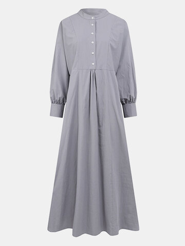 Ethnic Button Long Sleeve Maxi Dress