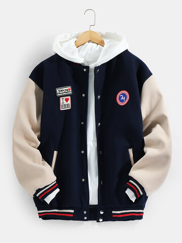 Contrast Patches Baseball Jackets