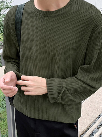 Knit Draping Loose Long-sleeved T-Shirts