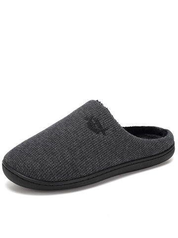 Men Comfy Knitted Fabric Warm Home Cotton Slippers