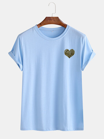 Small Heart Pattern Print Loose T-Shirts