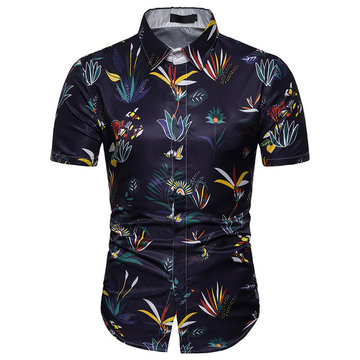 

Foreign Trade 2019 Summer Men's 3D Color Printing Shirt Trend Color Short-sleeved Shirt C16