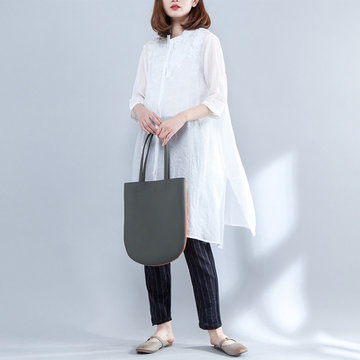 

Season New Literary Large Size Women's Shirt Plus Fertilizer To Increase Solid Color Long Fat Mm Shirt