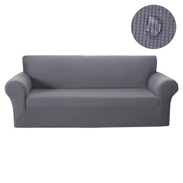 1/2/3/4 seater Stretch Couch Cover Waterproof Elastic Stretch Sofa Cover Waffle Fabric Solid Color Couch Slipcover