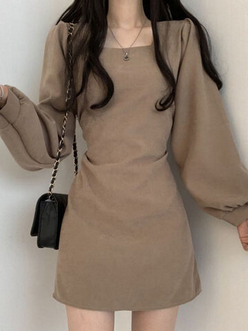 Solid Casual A-line Dress