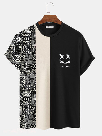 T-shirts en tricot à imprimé visage drôle Geo