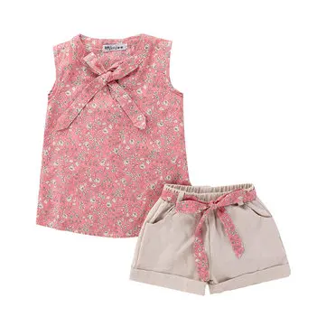 Floral Bow Clothing Sets For 2-9Y