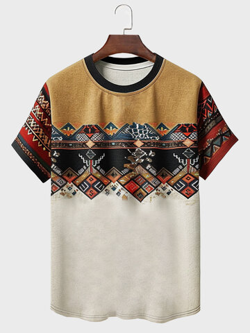 Ethnic Geometric Patchwork T-Shirts