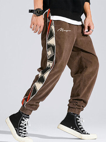Side Tribal Print Sketches Letter Pants