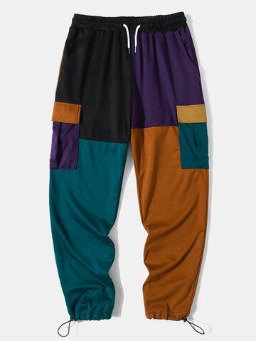 Colorful Colorblock Stitching Pants