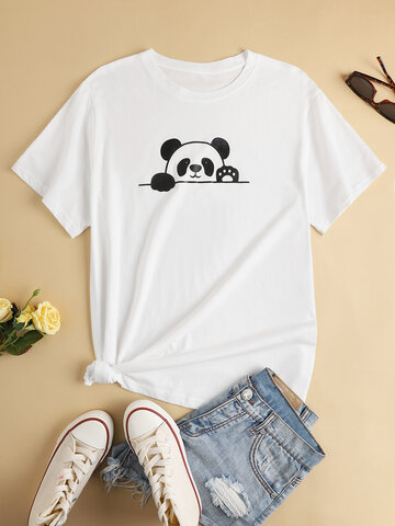 Camiseta gola careca Panda manga curta