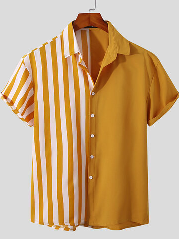 Striped Pattern Patchwork Shirt