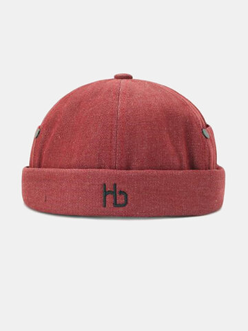 Brimless Hats Solid Color Letter Embroidery Skull Hat