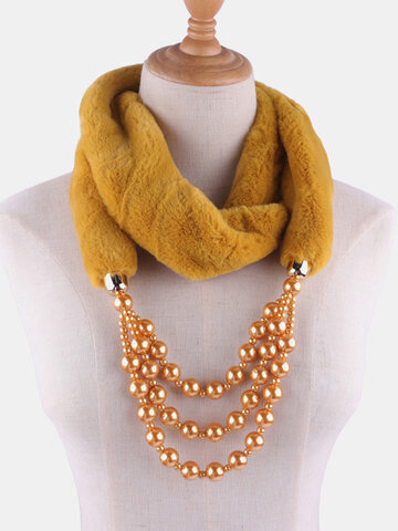 Beaded Pendant Scarf Necklace