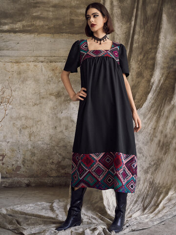 Tribal Geo Contrast Vintage Dress