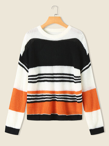 Stripe Long Sleeve Knit Sweater