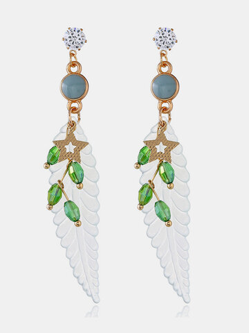Feather Star Rhinestones Acrylic Earrings 
