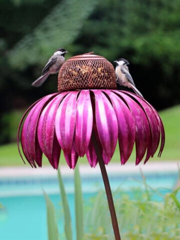 Alimentador de colibrí Coneflower estatua de decoración de jardín fácil de montar Impermeable alimentador de comida para pájaros resistente