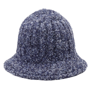 Chapeau de pêcheur unisexe chaud en laine d'hiver-Bleu